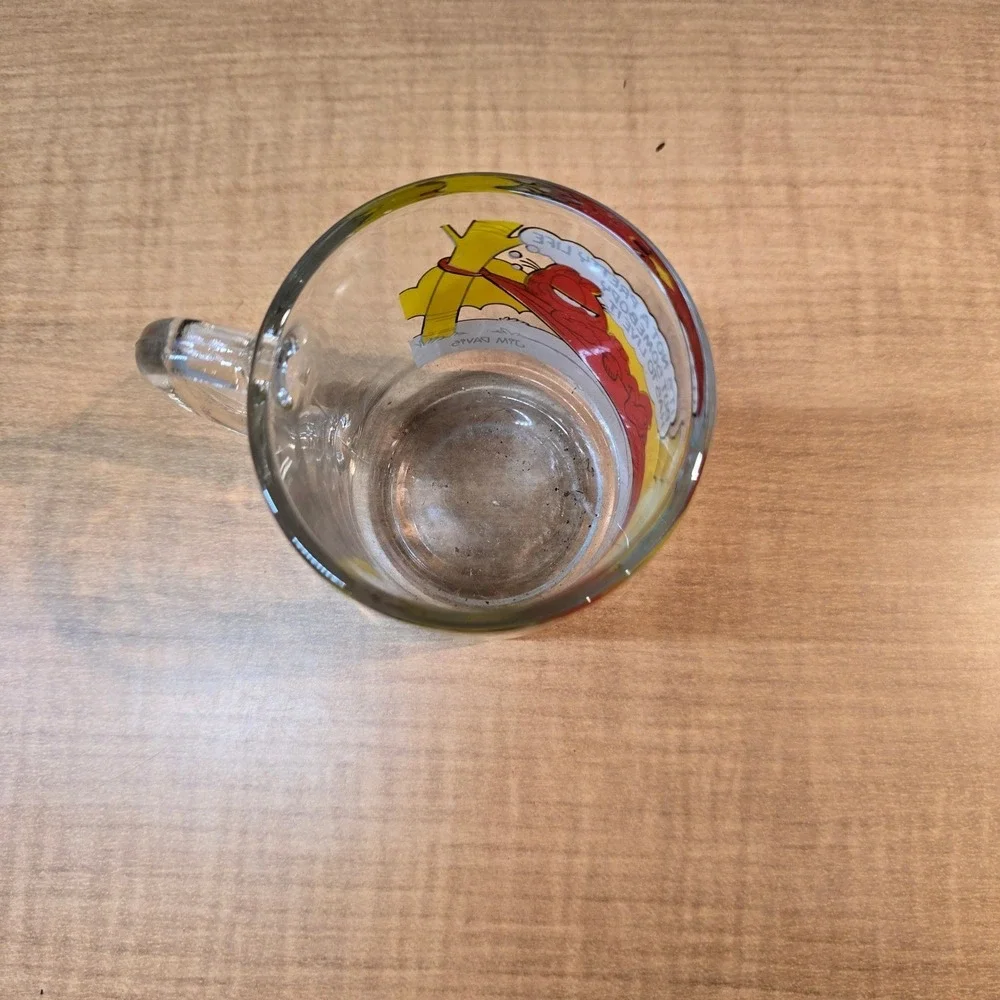 Garfield and Odie Cartoon Vintage‎ 1970s MCM McDonald's Glass Mug Cup Jim Davis